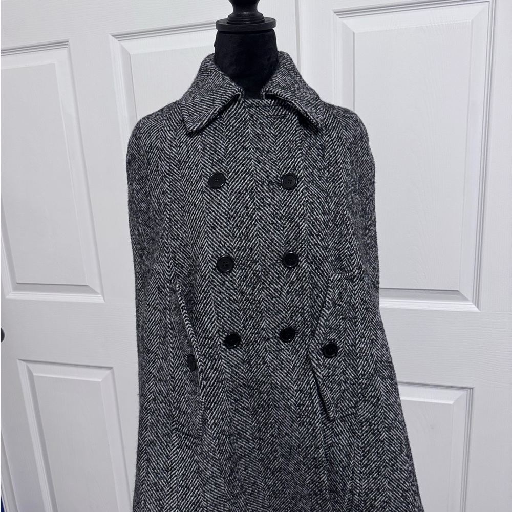 NWT original Moschino designer herringbone cape wool blend